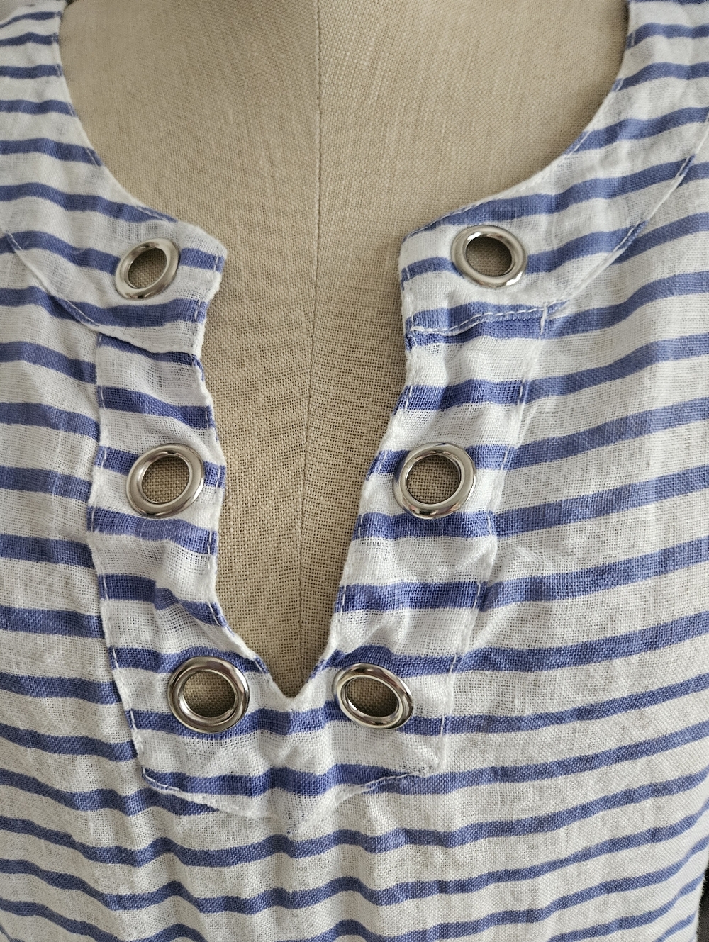 ALESSIA PACINI Italian Made Blue & White Linen Coverup / Dress | SZ S - Picture 6 of 11